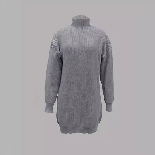 Damen Modisches Strickkleid mit hohem Kragen und oversize Schnitt EB