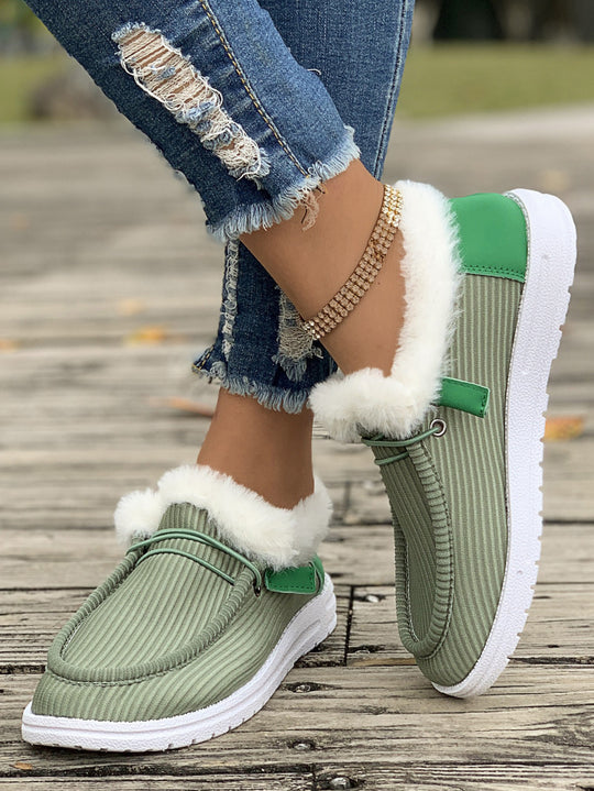 Damen Flauschige Slip-On Hausschuhe mit weichem Innenfutter EB