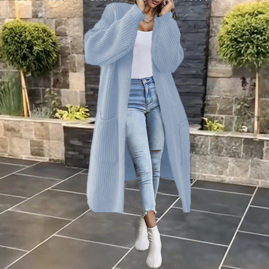 Damen Großer Strickmantel mit tiefen Taschen und lässigem Schnitt EB