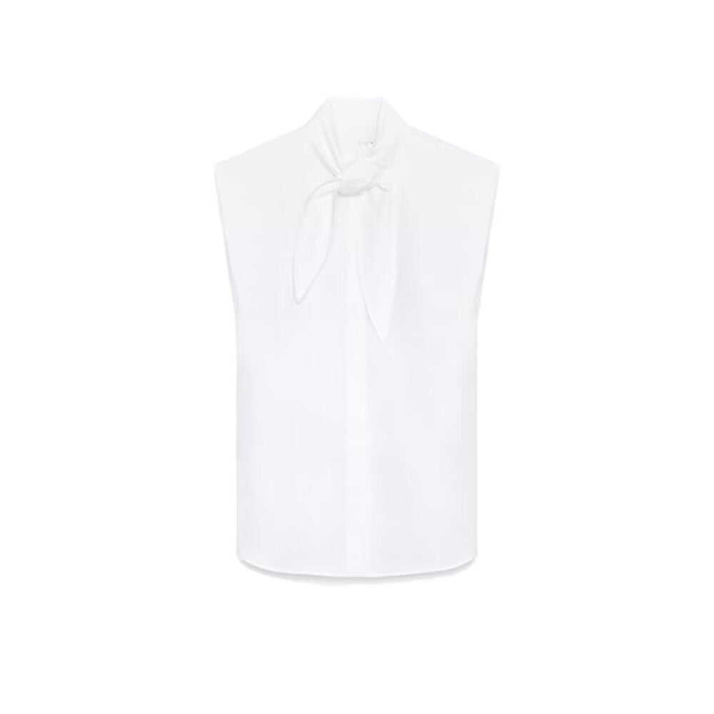 Damenbluse mit innovativem Stehkragen und eleganter Schleifenapplikation EB