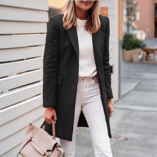 Damen eleganter und bequemer Wollmantel EB