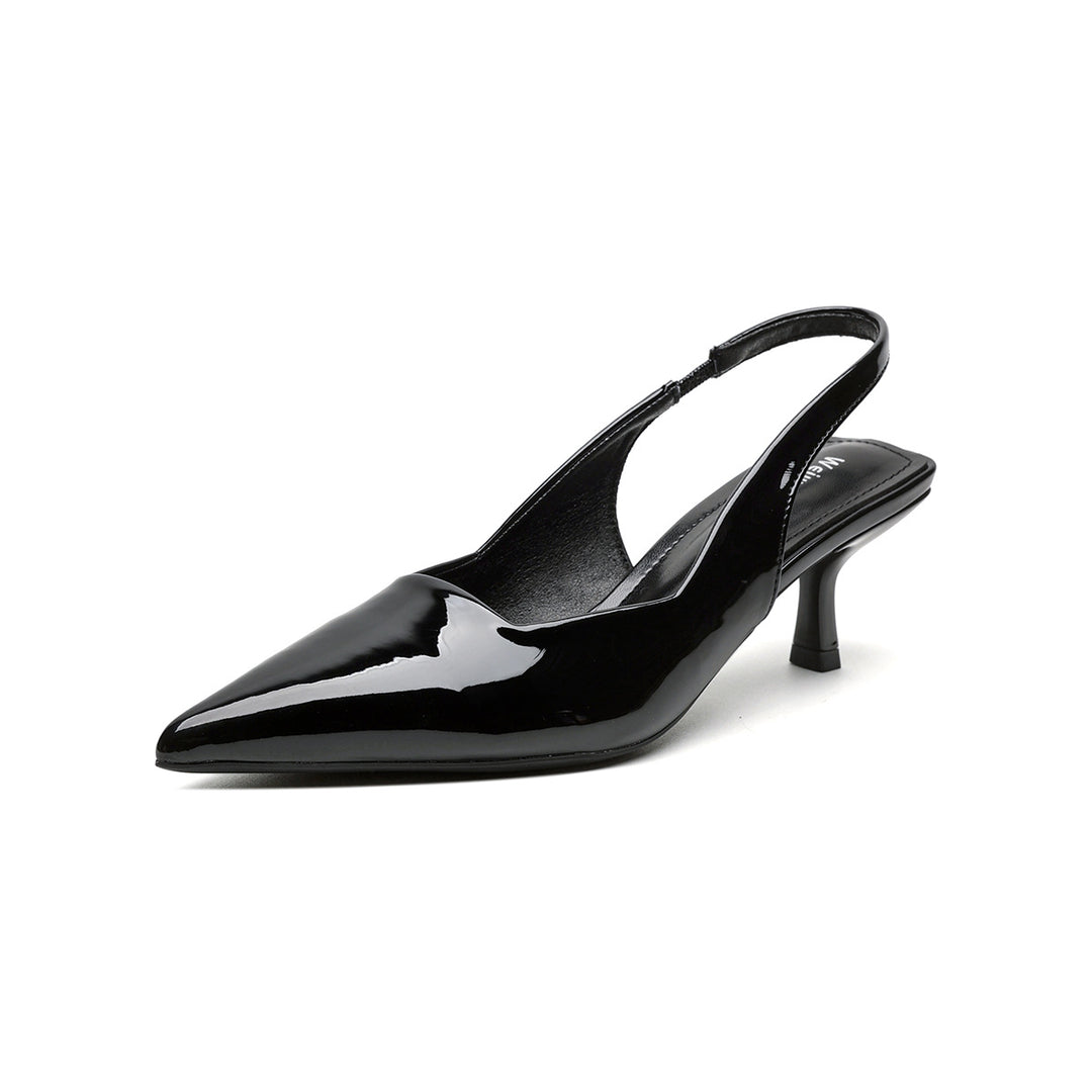 Damen Slingback Pumps mit spitzem Zehenbereich und elegantem Hochglanz EB