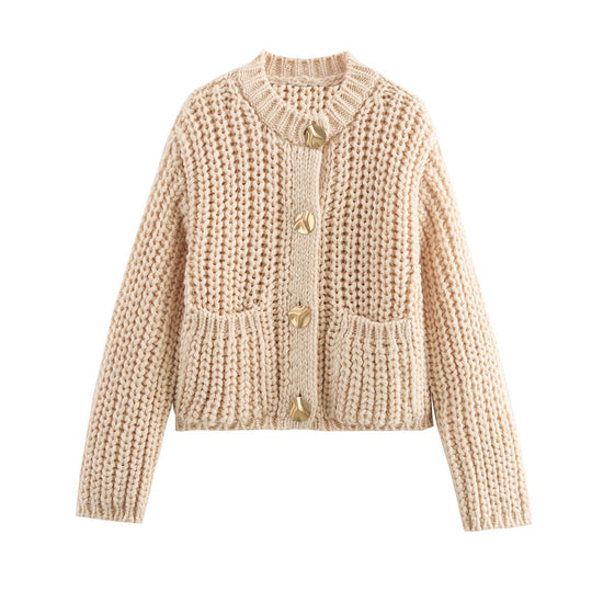 Damen Grobstrick-Pullover mit Taschen und Oversize-Silhouette EB