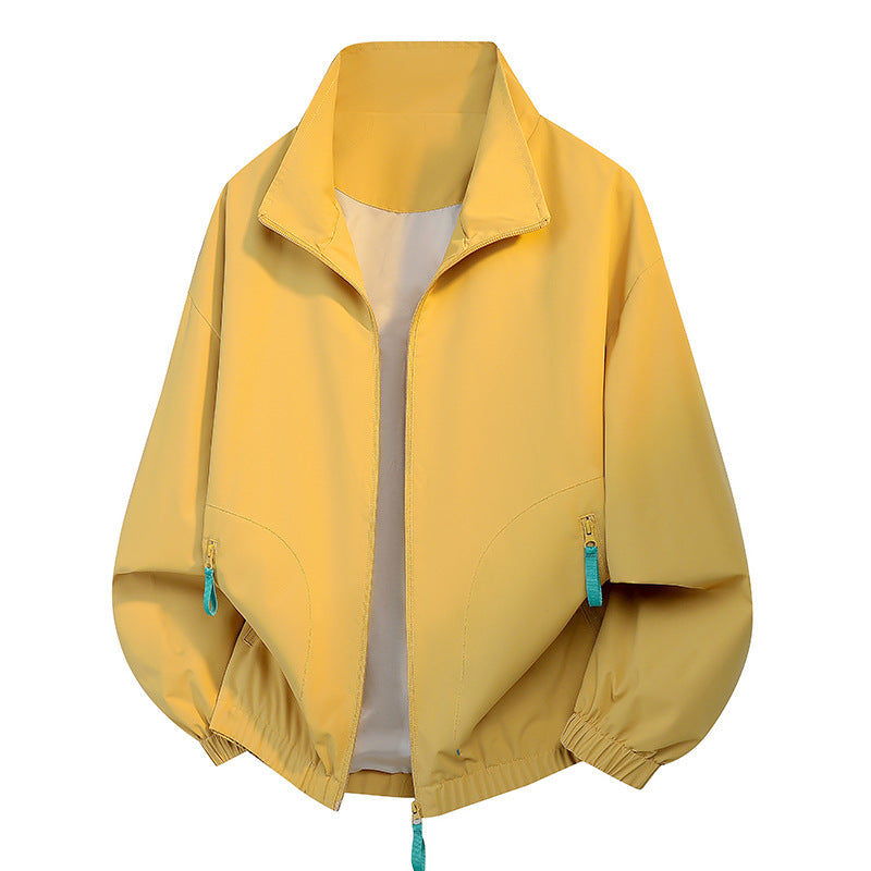 Herren urbaner Zip-Blouson mit Stehkragen, kontrastierenden Zipper-Pulls und elastischem Saum EB