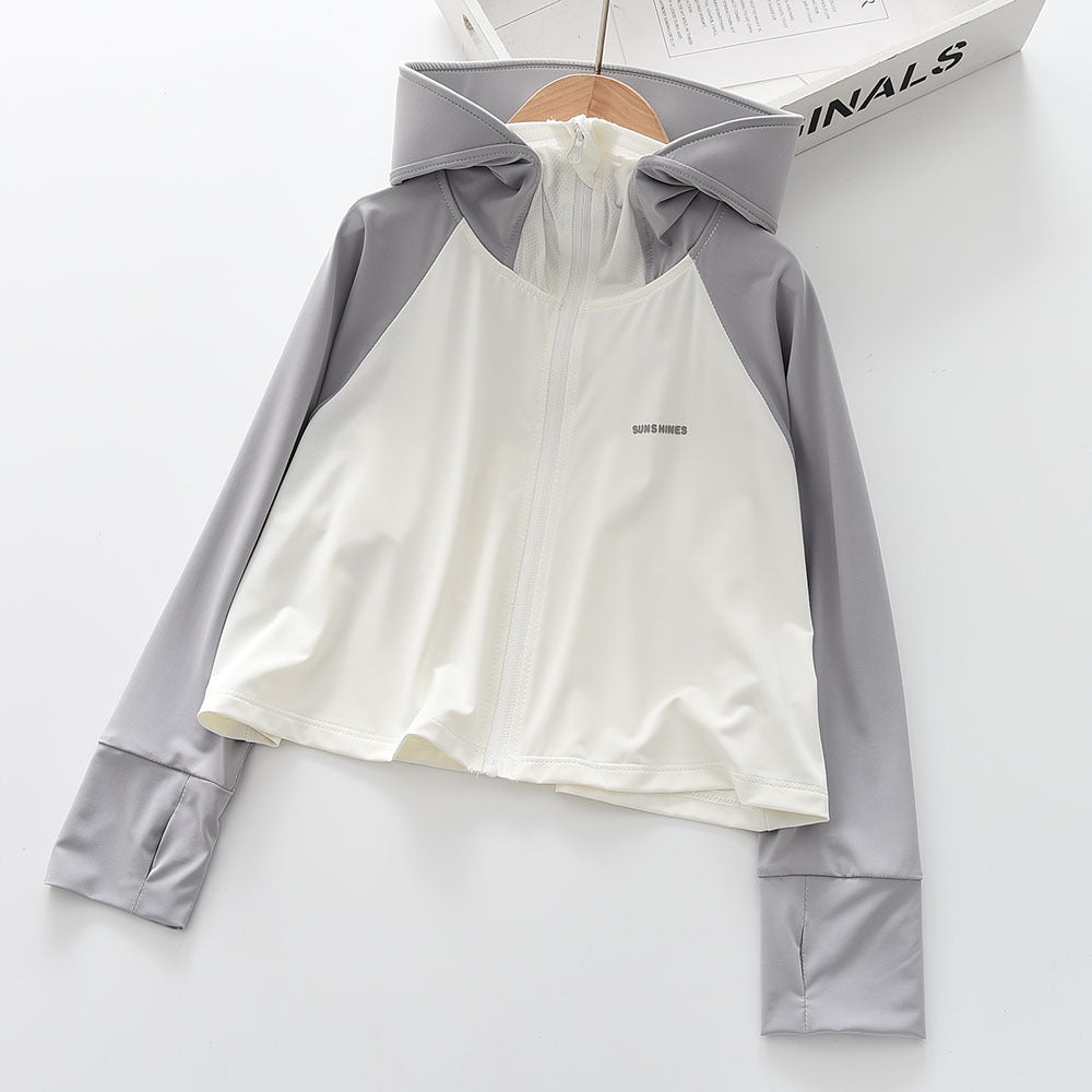 Mädchens nan leichte sonnenschutz Zip-Up Hoodie Schwimm Rash Guard mit Daumenlöchern EB
