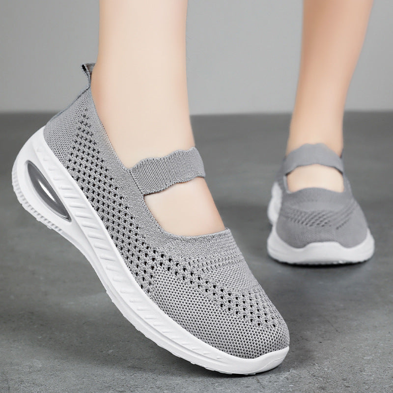 Damen Atmungsaktive Slip-On Freizeitschuhe mit elastischem Riemen EB