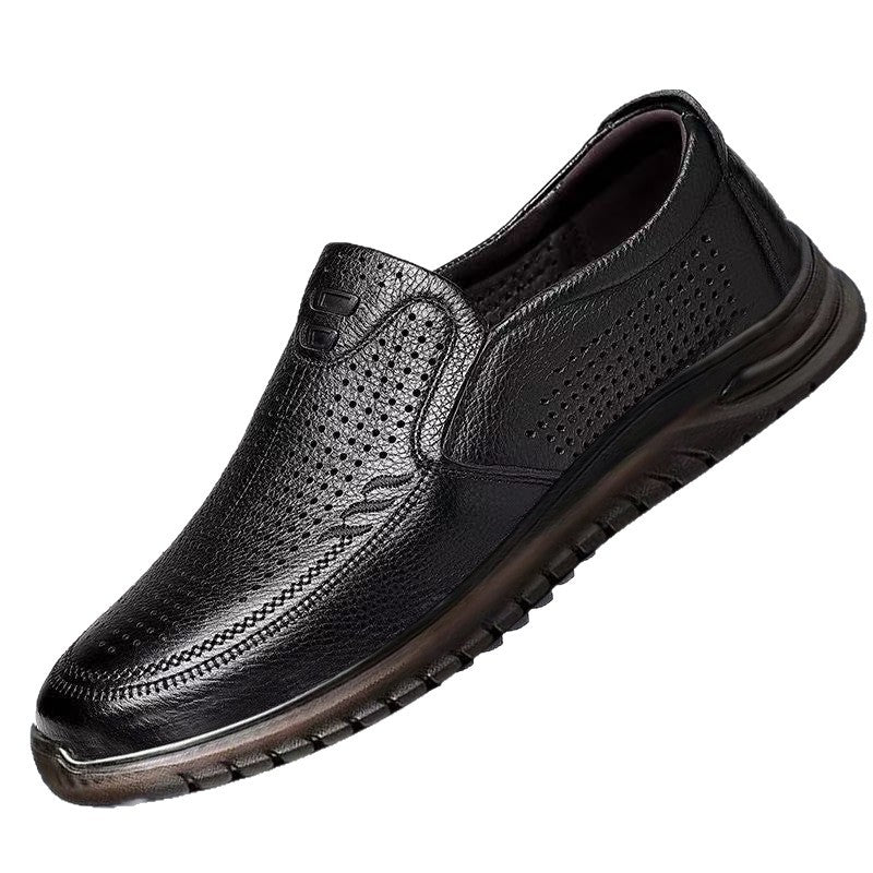 Herren Komfortable Mokassin Schuhe aus atmungsaktivem Leder mit flexibler Sohle EB