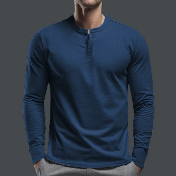 Herren nan Langarmshirt mit Knopfleiste und schmaler Passform EB