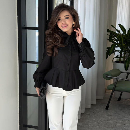 Damen Bluse mit Rüschendetail und schmeichelndem Schnitt EB