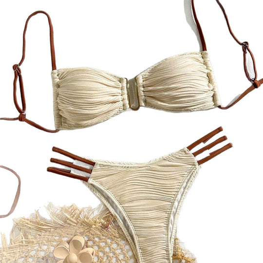 Damen Bandeau-Bikini mit modischem Rüschendesign EB