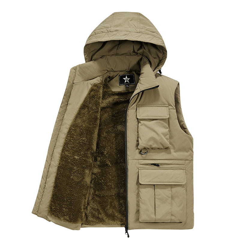 Herren Multifunktionale Outdoorweste mit Kapuze und wärmendem Fleecefutter EB