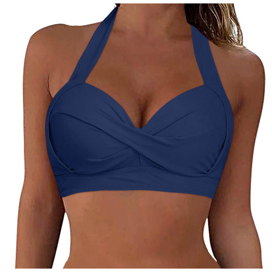 Damen Sportliches Bikinioberteil mit tiefem Ausschnitt und Halter-Design EB