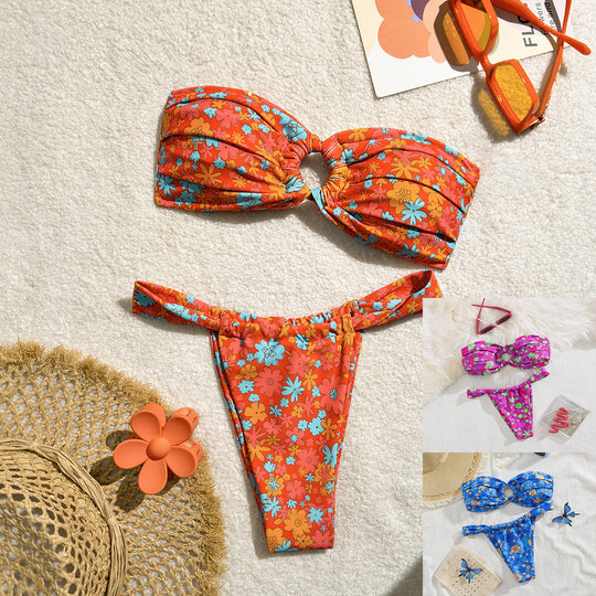 Damen Bandeau-Bikini mit stylischem Knotendesign EB