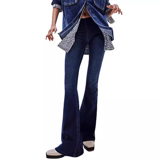 Damen Flared Jeans im lässigen Schnitt mit hohem Bund und formschmeichelnder Silhouette EB