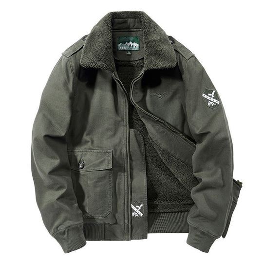 Herren Bomber-Fieldjacke mit durchgehendem Sherpa-Futter, Schulterklappen und verdecktem Zwei-Wege-Reißverschluss EB