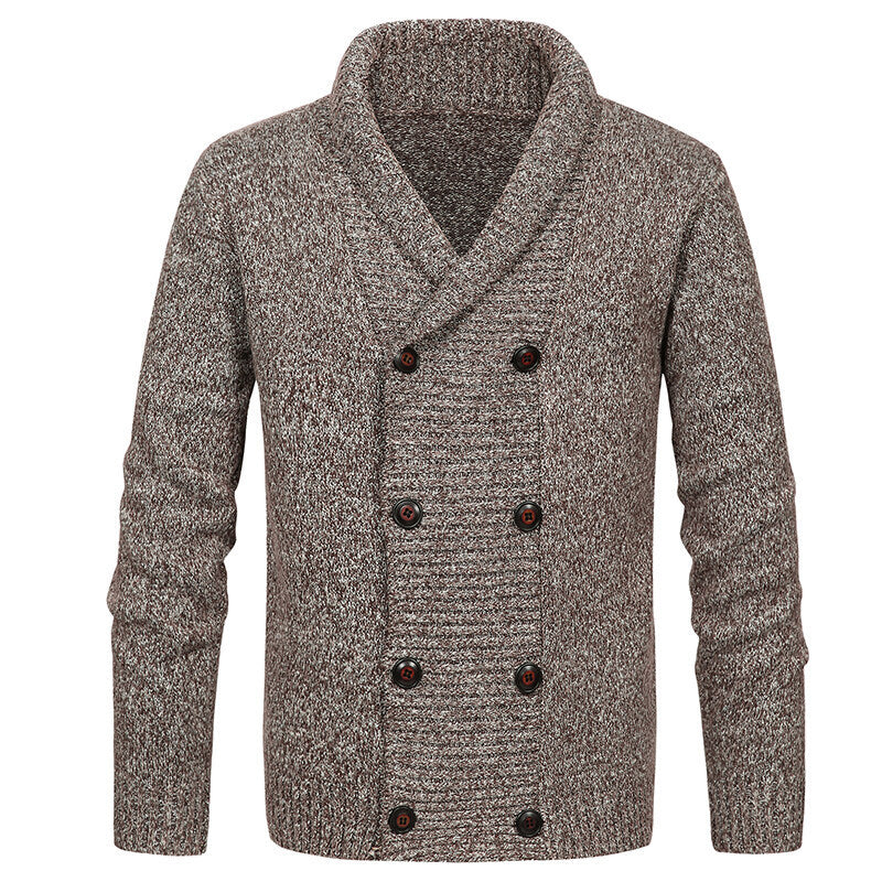 Herren nan Strickjacke mit Schalkragen und doppelter Knopfleiste EB