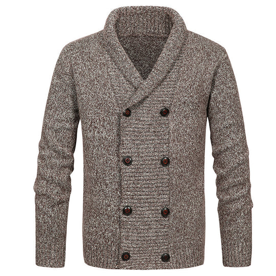 Herren nan Strickjacke mit Schalkragen und doppelter Knopfleiste EB