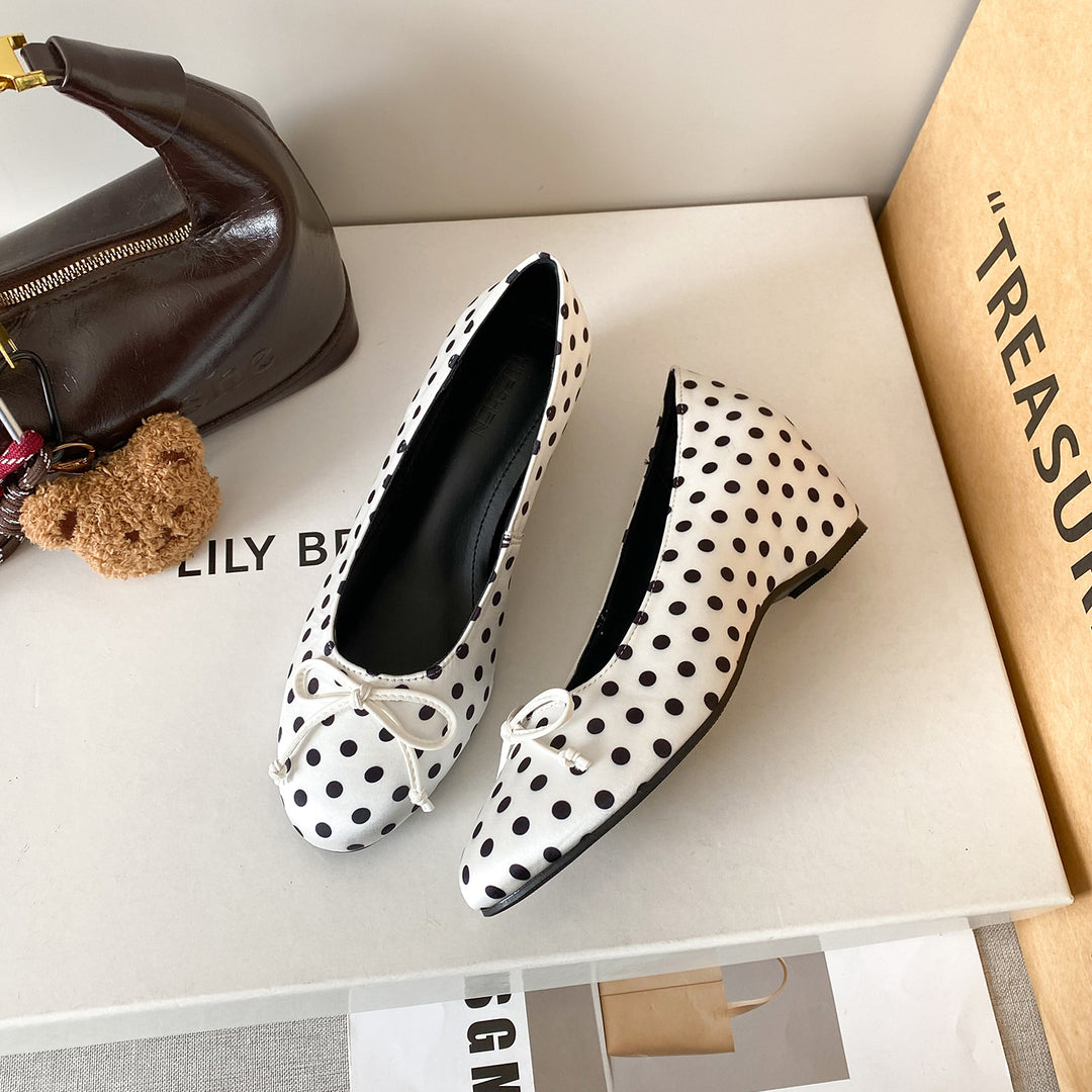 Damen Ballerinas mit verspieltem Punktedesign und elegantem Schleifchen EB