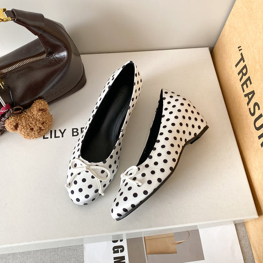 Damen Ballerinas mit verspieltem Punktedesign und elegantem Schleifchen EB