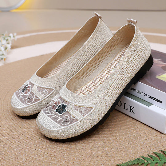 Damen Bequeme Ballerinas mit floralen Stickereien EB