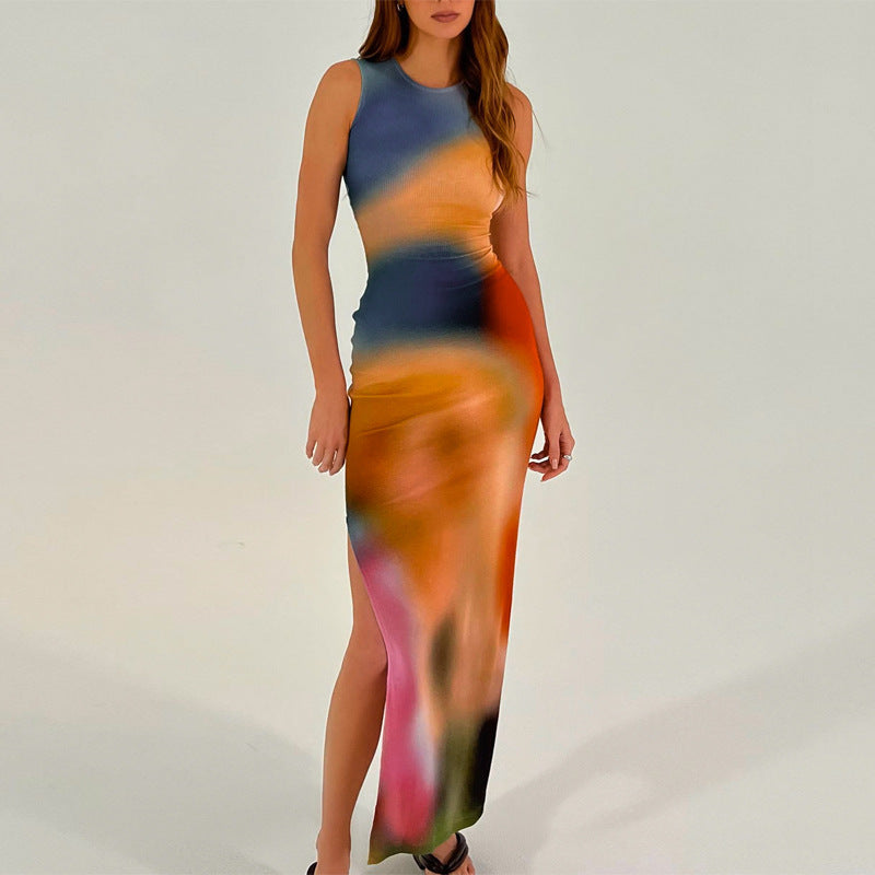 Damen Maxikleid im modernen Farbverlauf mit figurbetonter Passform EB