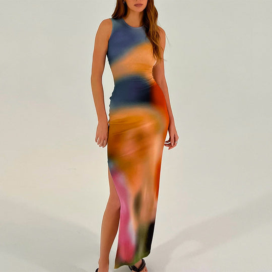 Damen Maxikleid im modernen Farbverlauf mit figurbetonter Passform EB