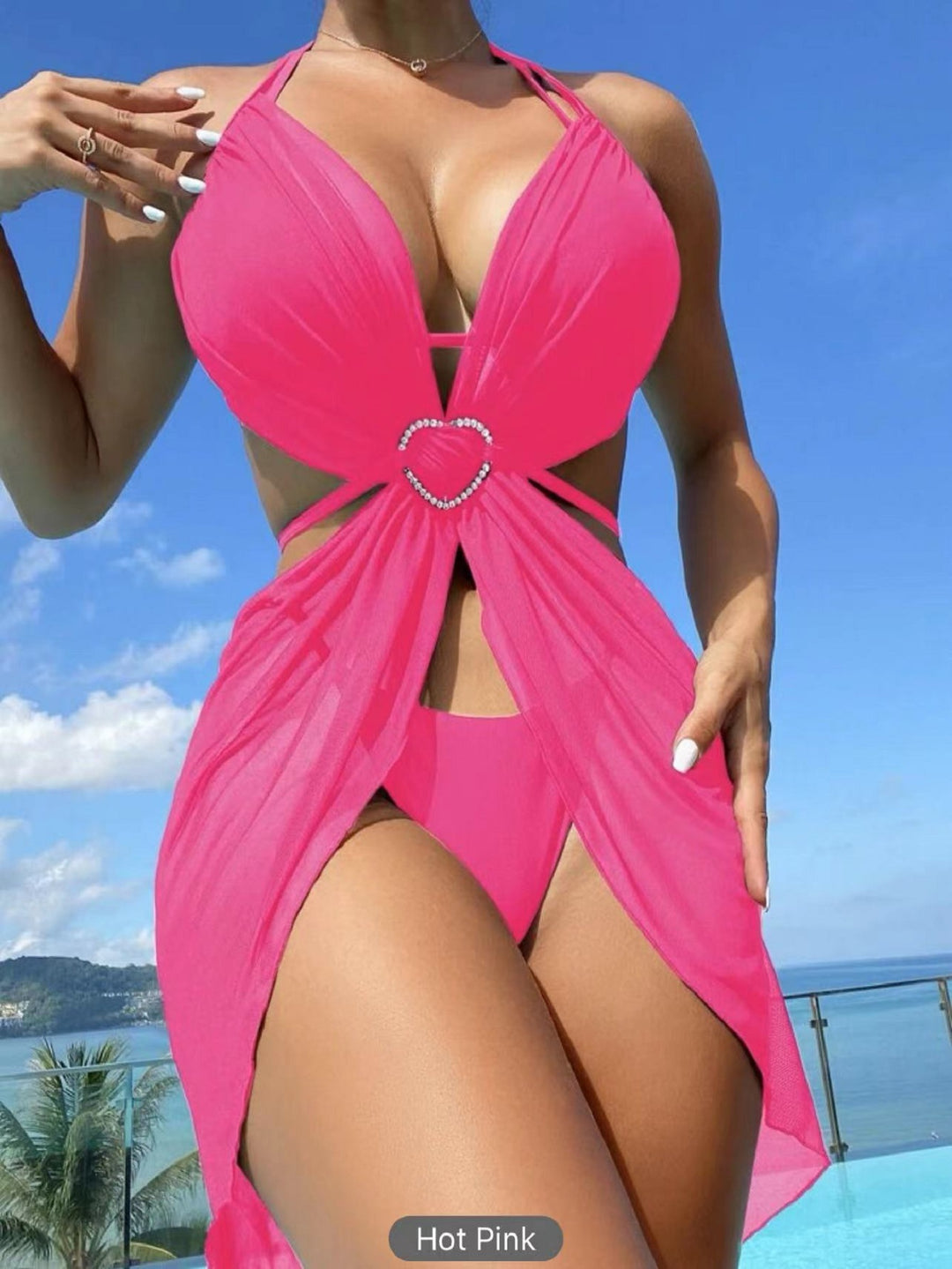 Damen Einteiler mit Raffungen und Herz-Detail EB