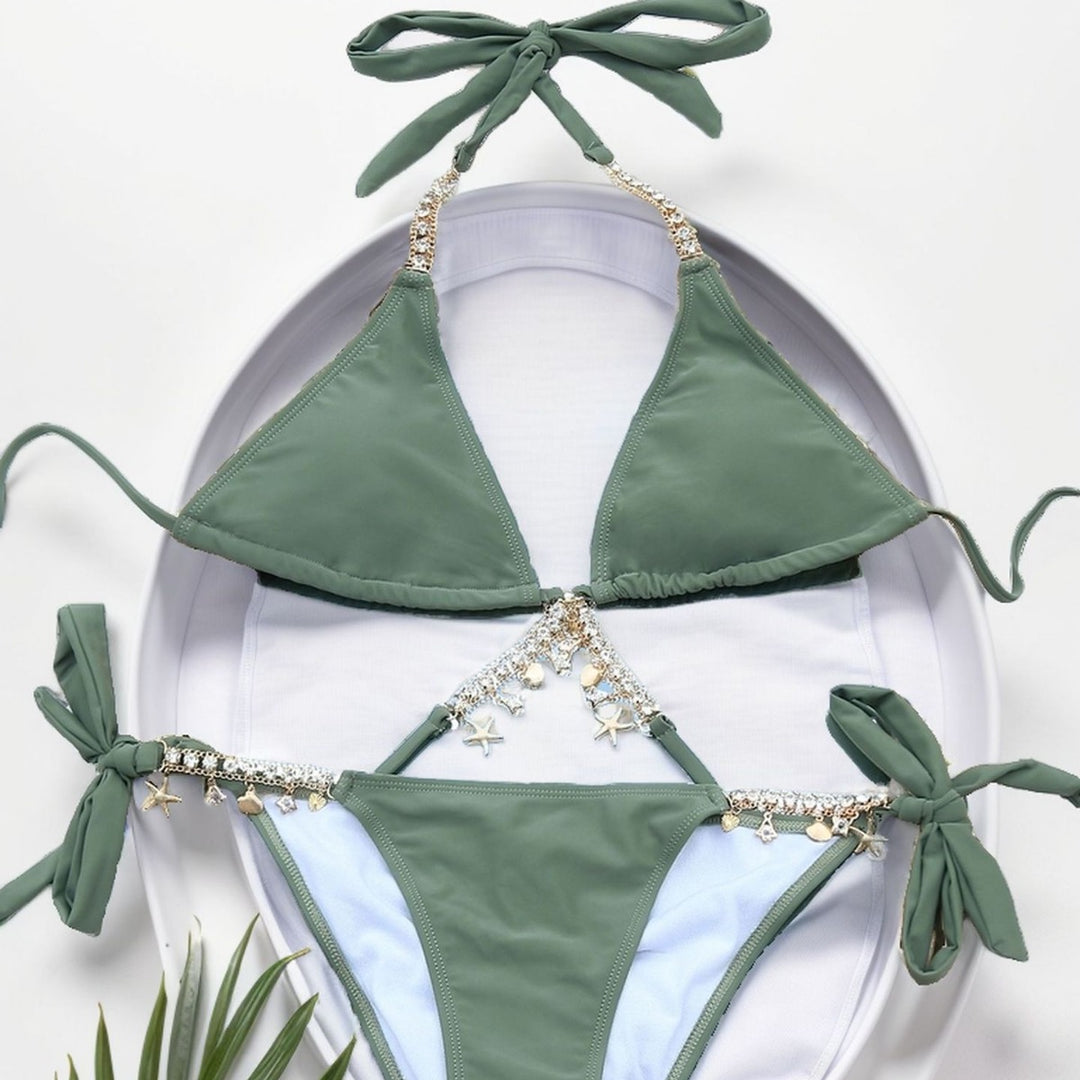Damen Triangel-Bikini mit glamourösen Anhängern EB