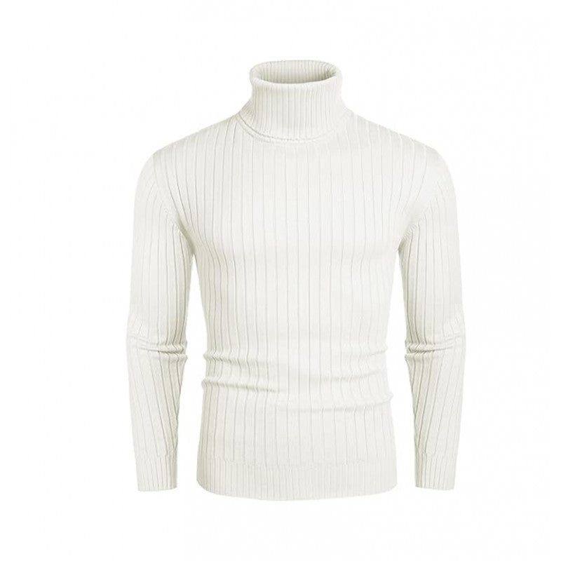 Herren nan gerippter Feinstrick-Rollkragenpullover Slim Fit EB