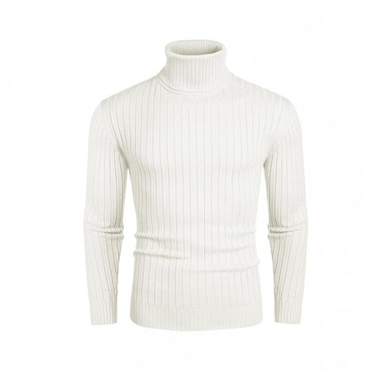 Herren nan gerippter Feinstrick-Rollkragenpullover Slim Fit EB