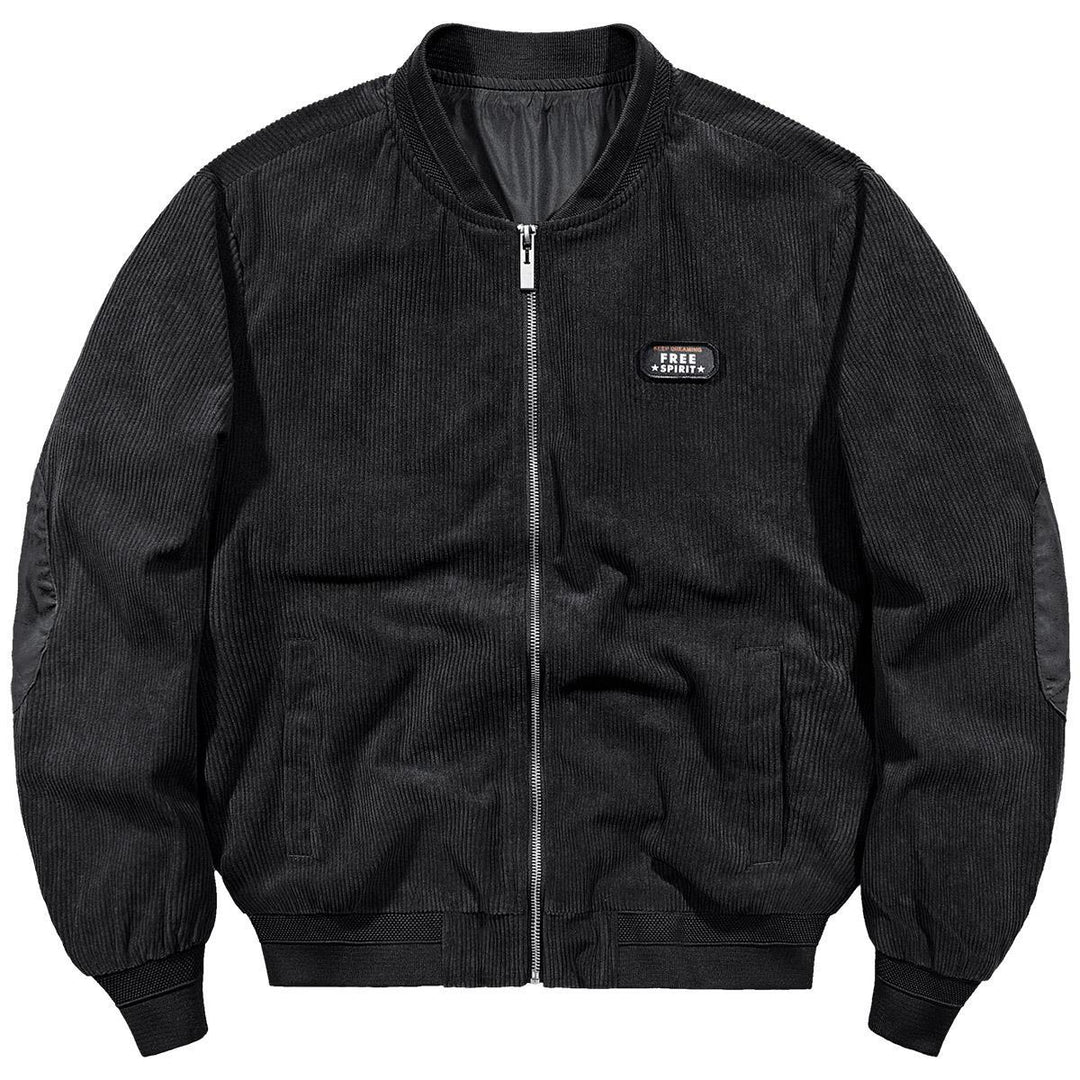 Herren Cord-Blouson im Bomberstil mit Rippenstruktur und Badge-Detail EB