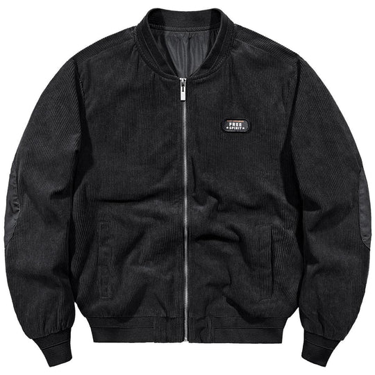 Herren Cord-Blouson im Bomberstil mit Rippenstruktur und Badge-Detail EB