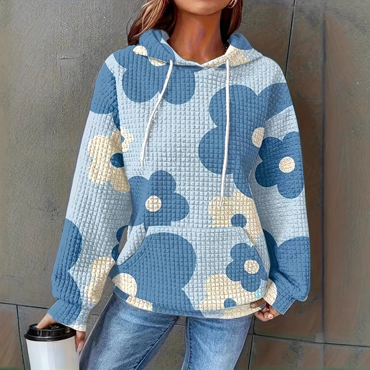 Damen Kapuzenpullover mit floralem Design und strukturiertem Stoff EB
