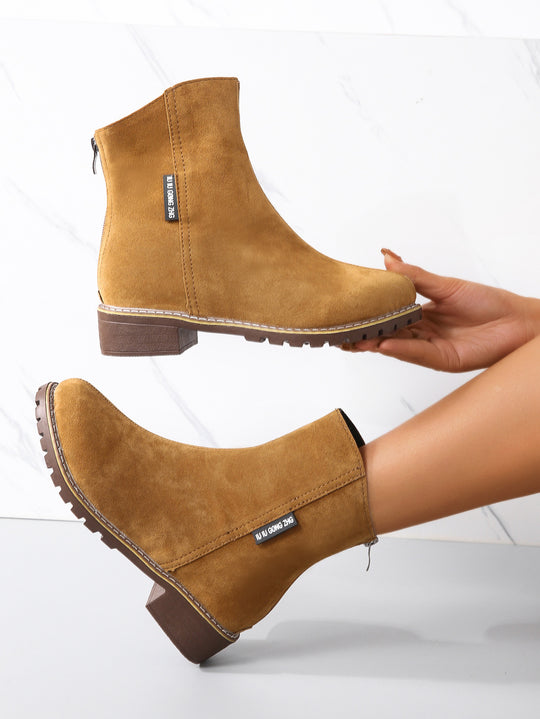 Damen Modische Ankle Boots aus Wildleder mit Reißverschluss EB