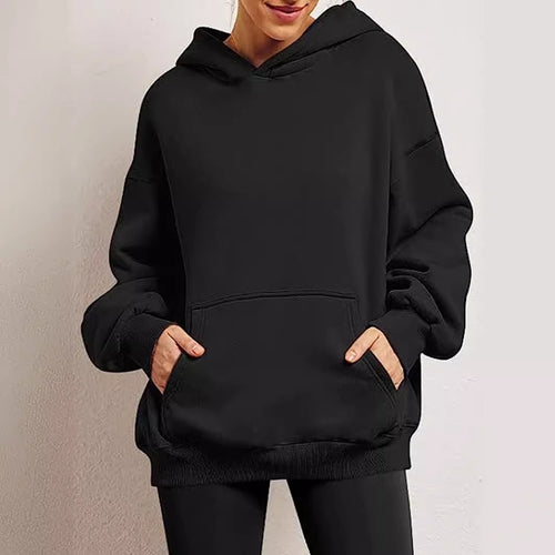 Damen lässiger Oversized Hoodie mit Kängurutasche EB