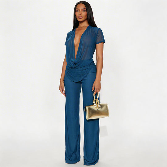 Damen Elegantes Oversized-Outfit aus fließendem Material EB