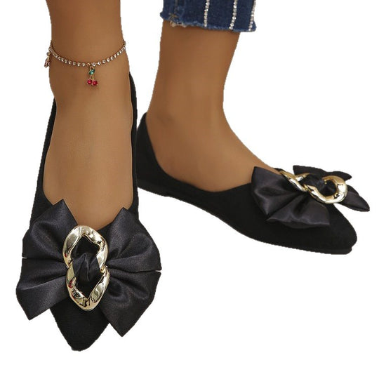 Damen Ballerinas mit eleganter Schleifen-Applikation und Schmuckdetails EB