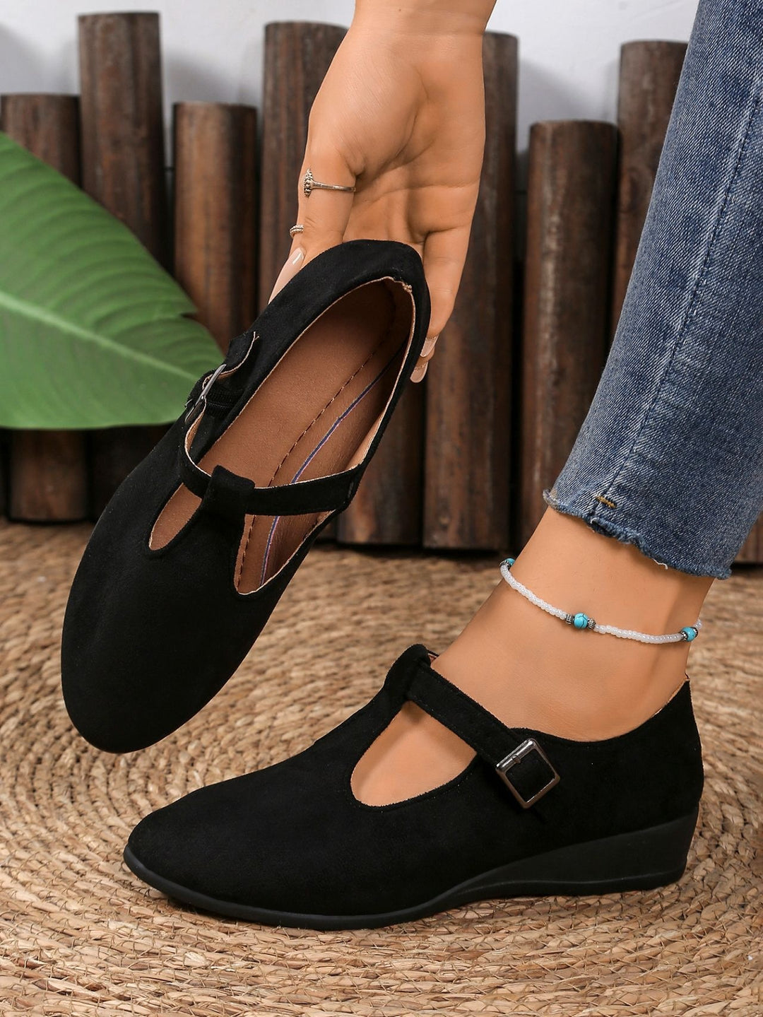 Damen Elegante Mokassins mit modischem Riemendesign EB
