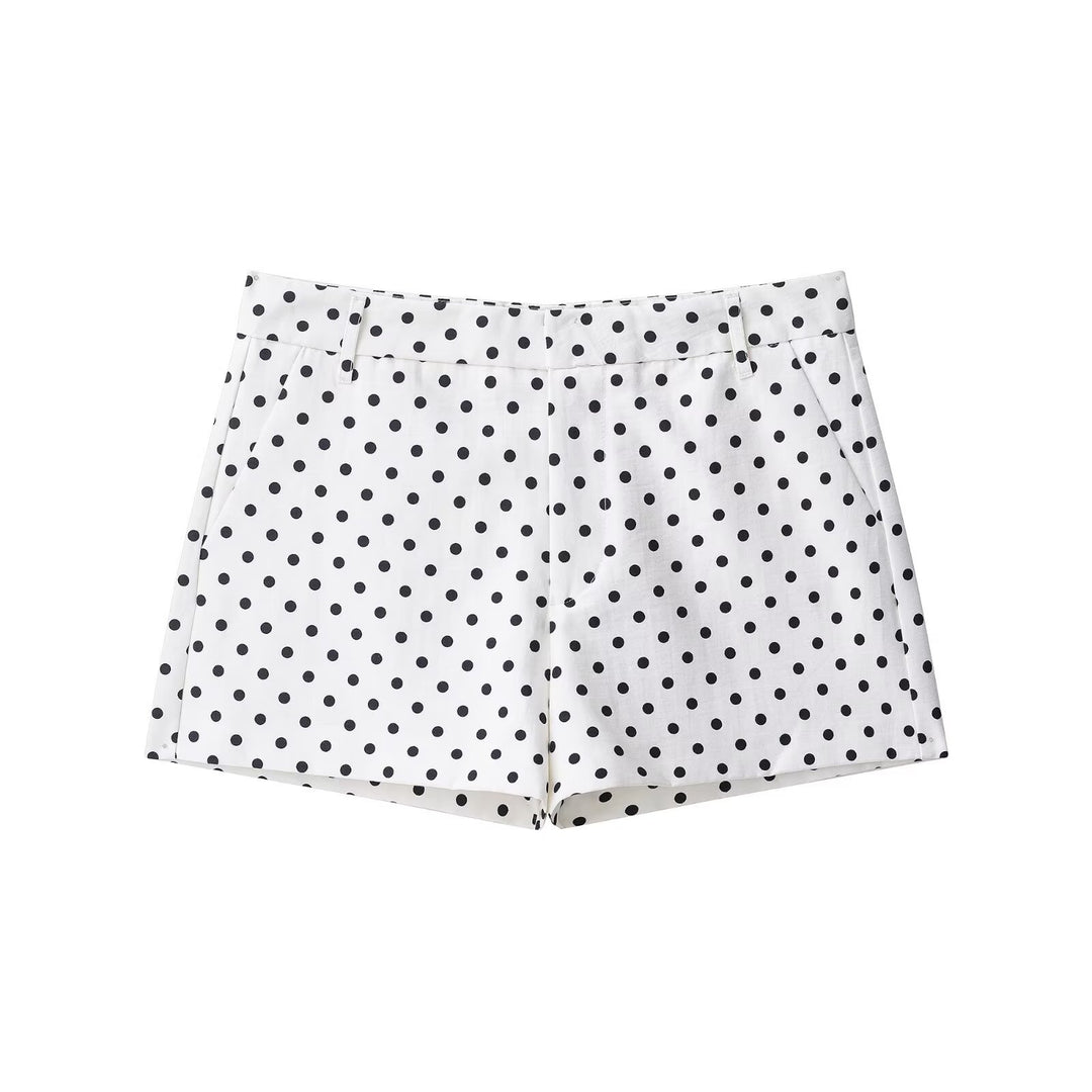 Damen nan weite High-Waist Schlaghose mit Punkteprint und elastischem Bund EB