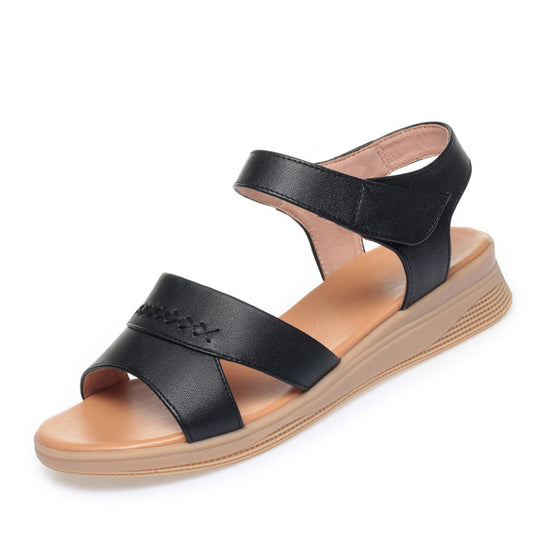 Damen Bequeme Wedgesandaletten mit verstellbarem Riemendesign und anatomischem Fußbett EB