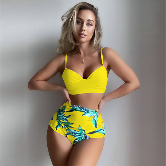 Damen Hoch taillierter Bikini mit kreativem Wickeldesign EB