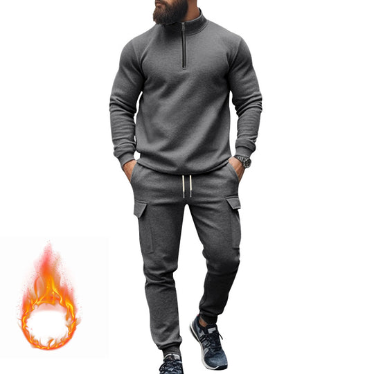 Herren Sportliches Kapuzenanzug-Set mit Reißverschluss und praktischen Taschen EB