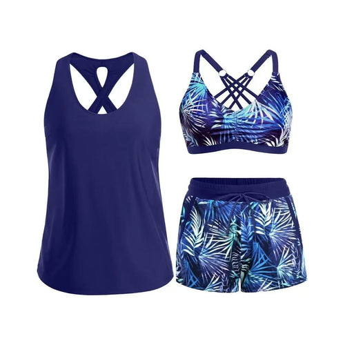 Damen Sport-Badeanzug-Set mit modischem Racerback und Shorts EB