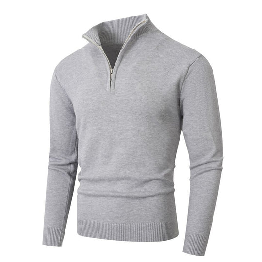 Herren Strickpullover mit hohem Kragen und trendigem Reißverschluss EB