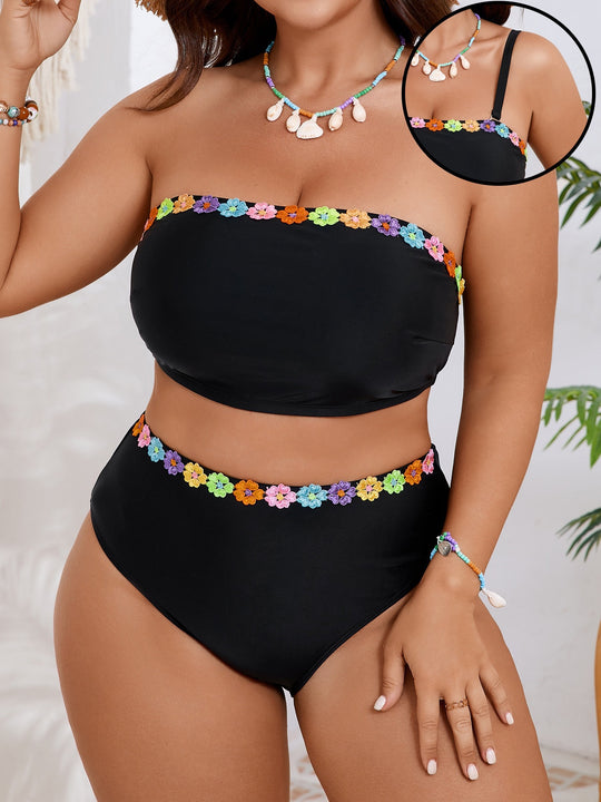 Damen Bandeau-Bikini-Set mit floralem Akzent EB