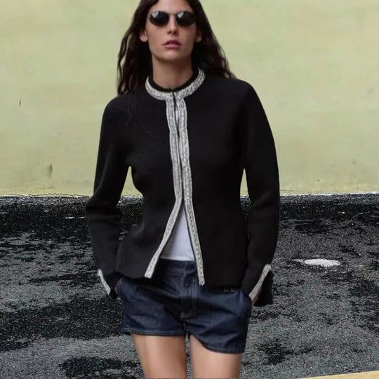 Damen Elegante Blazerjacke mit feinen Borte-Details EB