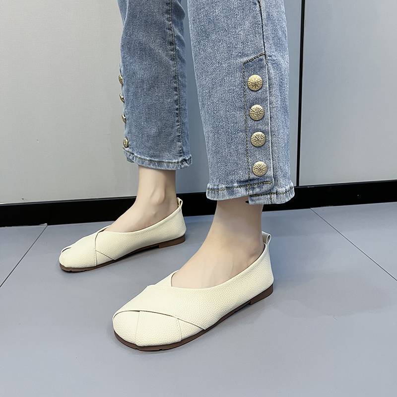 Damen Ballerinas mit modischem Kreuz-Design und bequemem Fußbett EB