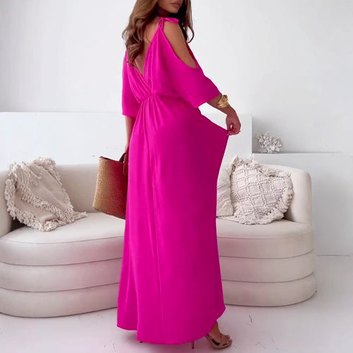 Damen Maxikleid mit V-Ausschnitt und seitlichen Schlitzen Heidi-Mode