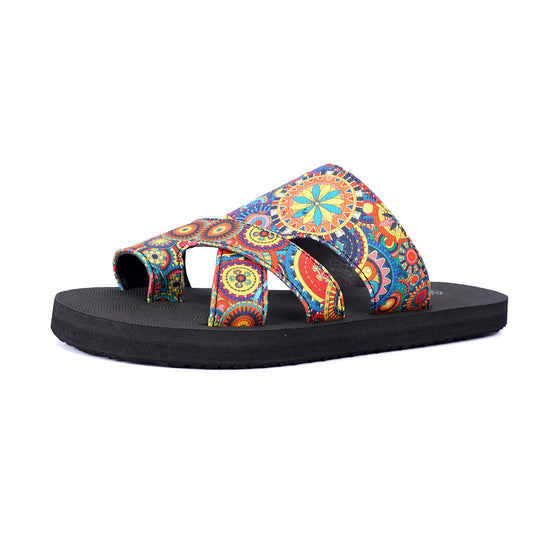Damen Bequeme Freizeit-Sandalen mit buntem Mandala-Muster EB