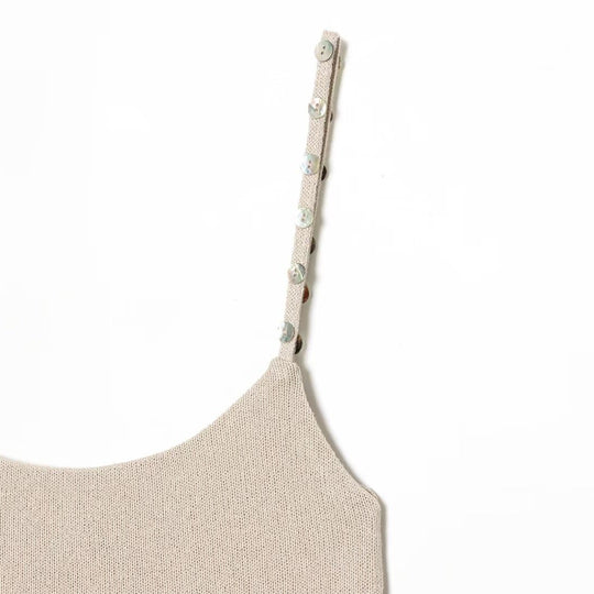 Damen Trägershirt mit feiner Struktur und dekorativen Knöpfen EB